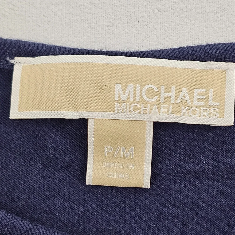 Michael Kors Blue Ruffled Short Sleeve Pullover Mini Dress Women's M